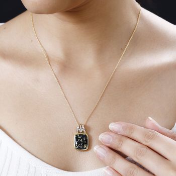 Goldenite und Zirkon Anh&auml;nger mit 45cm Kette - 8,16 ct.