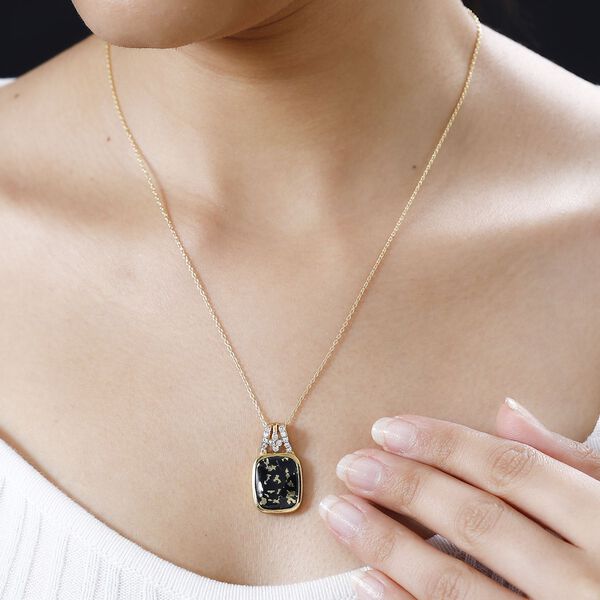 Goldenite und Zirkon Anh&auml;nger mit 45cm Kette - 8,16 ct. image number 2