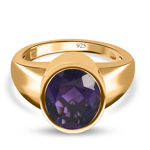 Lusaka Amethyst Solitär Ring 925 Silber 585 Vergoldet image number 0