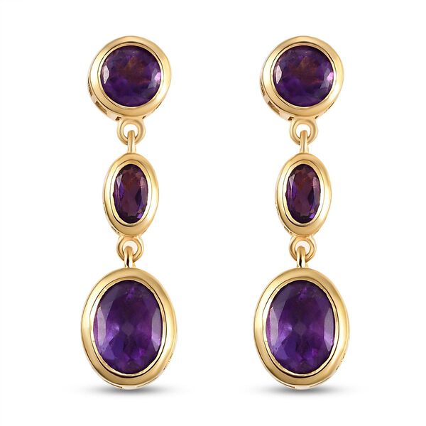 Afrikanische Amethyst-Ohrringe, 925 Silber vergoldet ca. 3,69 ct
