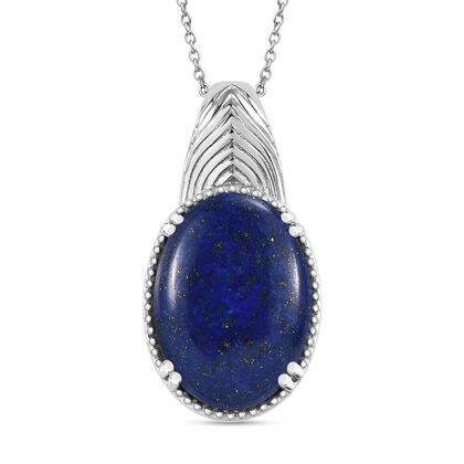 Lapislazuli Anh&auml;nger mit Kette, Edelstahl ca. 26.05 ct