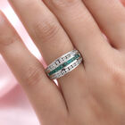 Kagem Sambischer Smaragd, Weißer Zirkon Ring 925 Silber platiniert (Größe 16.00) ca. 1,36 ct image number 2