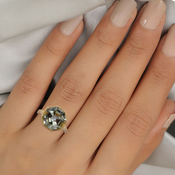 Prasiolite Solit&auml;r Ring 925 Silber Vergoldet image number 2