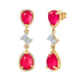 D'Joy Maulbeer Mondstein Ohrringe 925 Silber Gelbes Gold ca. 6,04 ct.