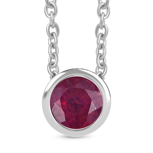 D'Joy afrikanischer Rubin Anh&auml;nger mit 50cm Edelstahl-Kette,  925 Silber platiniert  - 1,28 ct. image number 0