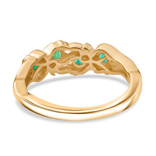 Kagem Sambischer Smaragd Ring 925 Silber 750 Gelb Vergoldet (Gr&ouml;&szlig;e 20.00) ca. 0,34 ct image number 6