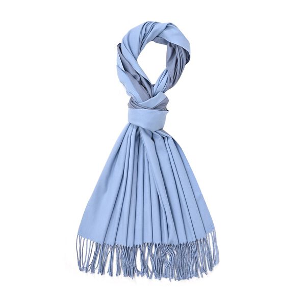 Luxuriöser Winterschal mit Fransen, blau hell/dunkel image number 0