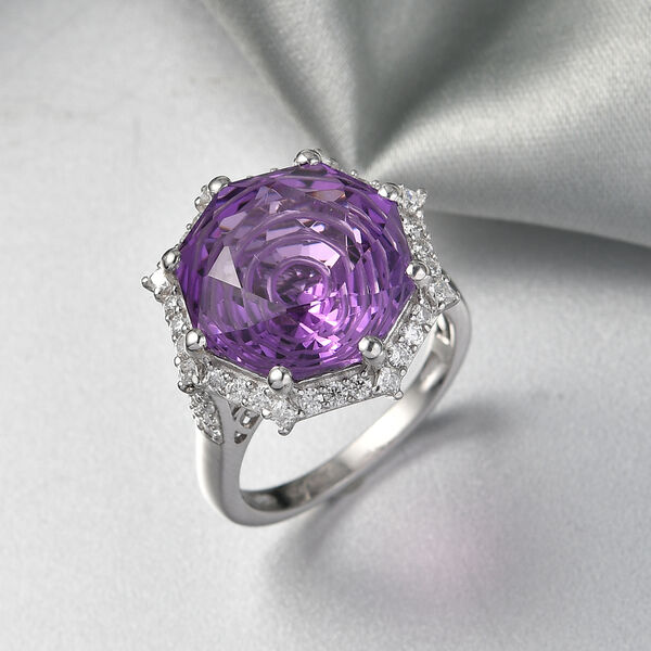 D'Joy Rose De France Amethyst und Moissanit Ring - 12,80 ct. image number 1