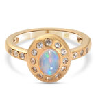 Natürlicher Äthiopischer Opal und Zirkon Ring 925 Silber vergoldet  ca. 0,92 ct image number 0