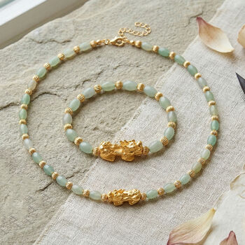 Gr&uuml;ne Aventurin Pixiu Halskette und Armband