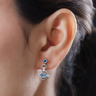 Kambodschanischer blauer und Weißer Zirkon Ohrhänger 925 Silber platiniert  image number 2