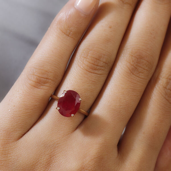 Afrikanischer Rubin Solit&auml;r-Ring, (Fissure gef&uuml;llt), 375 Gelbgold image number 2