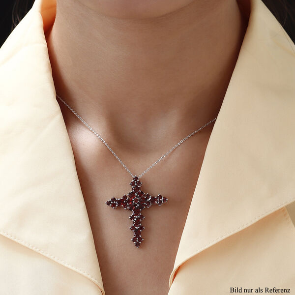 Roter Granat Kreuz-Anhänger mit Kette, ca. 6,16 ct image number 2