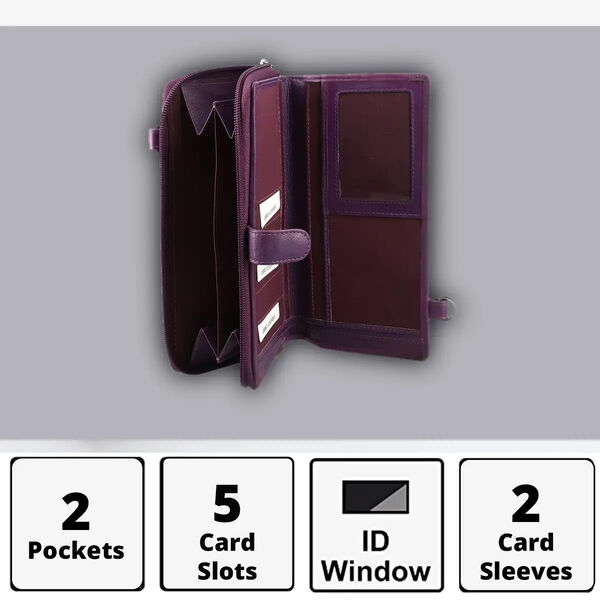 SUKRITI Handbemalte Brieftasche aus Echtleder, lila image number 4