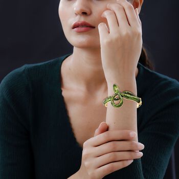 Gr&uuml;n emaillierter wei&szlig;er Kristall-Armreif, 18cm