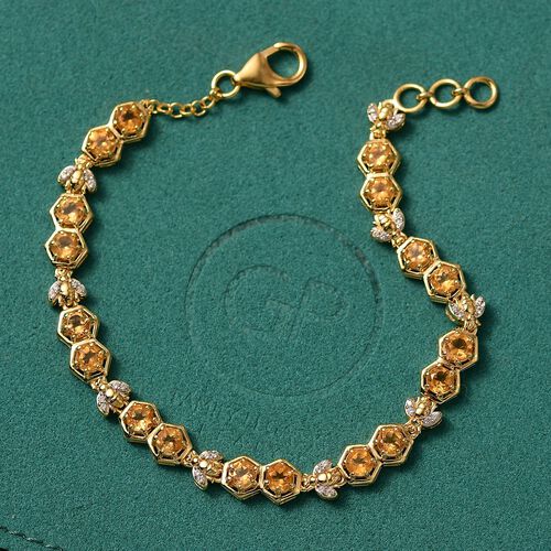 GP Honeycomb Trionfo Kollektion - AA Citrin, Kanchanaburi Blauer Saphir Armband, ca. 20 cm 925 Silber 750 Gelbgold Vermeil ca. 5,31 ct. image number 1