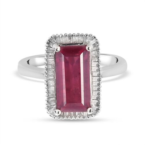 Afrikanischer Rubin und Diamant Halo Ring 925 Silber Platin-Überzug image number 0