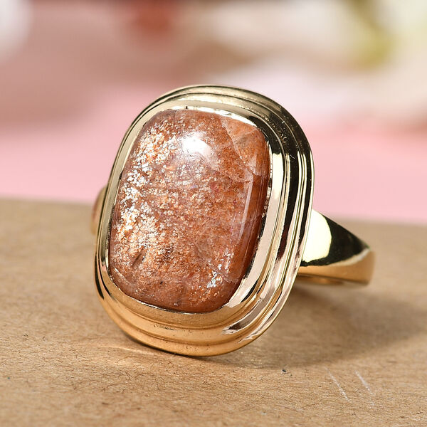 Korevora Sonnenstein Solit&auml;r Ring 925 Silber vergoldet  ca. 6,83 ct image number 2