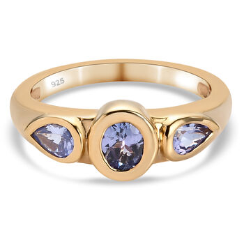 Tansanit Ring 925 Silber vergoldet (Gr&ouml;&szlig;e 16.00) ca. 0,79 ct