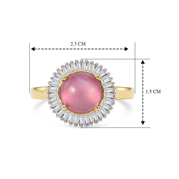 D'Joy Flamingo Mondstein, Wei&szlig;er Diamant Ring 925 Silber 750 Gelbgold vermeil (Gr&ouml;&szlig;e 21.00) ca. 2,40 ct image number 6