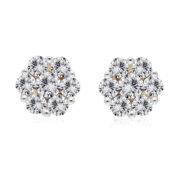 Florale Druckfassung-Diamant-Ohrstecker I1-I2 SGL zertifiziert in 585 Gelbgold, 1,00 ct.