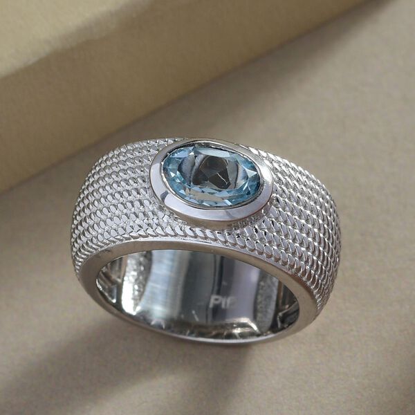 Himmelblauer Topas-Solit&auml;r-Ring in Silberton, 1,42 ct. image number 2