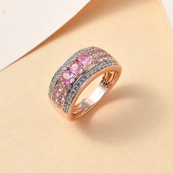 AA Rosa Saphir Ring, 925 Silber Ros&eacute;gold Vermeil (Gr&ouml;&szlig;e 21.00) ca. 1.43 ct