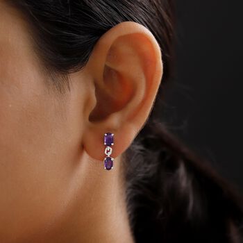 Afrikanischer Amethyst Ohrringe 925 Silber ca. 1,56 ct