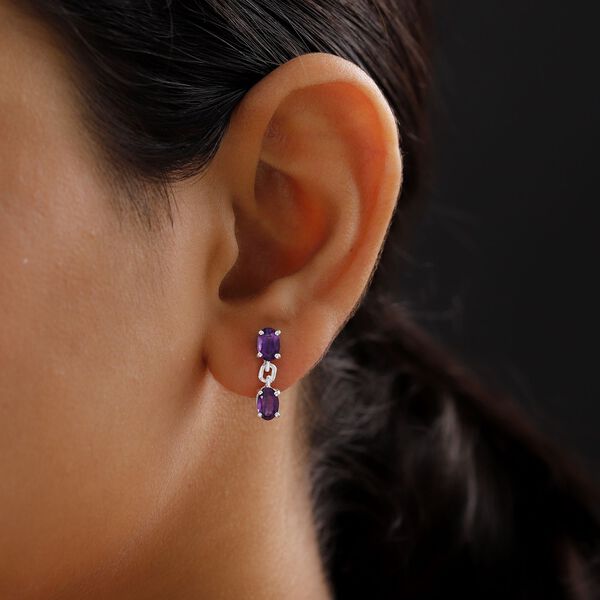 Afrikanischer Amethyst Ohrringe 925 Silber ca. 1,56 ct image number 3