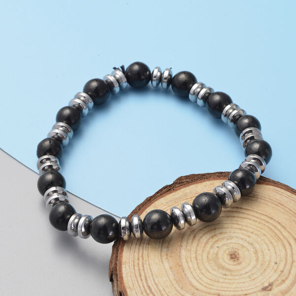 Flexibles H&auml;matit und Schungit-Armband, ca. 18 cm, ca. 92,00 ct image number 2