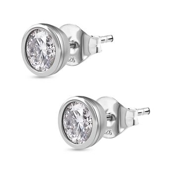 Moissanit Ohrringe, 925 Silber rhodiniert - 0,88 ct.