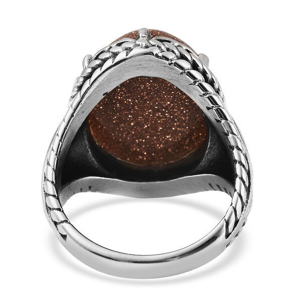 Gold Sandstein Ring in Edelstahl image number 6