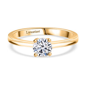 LUXURIANT DIAMOND - Lab Grown Diamant VS-EF SGL zertifiziert Ring, 925 Silber 750 Gelbgold Vermeil (Größe 18.00) ca. 0.50 ct