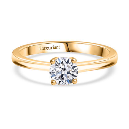 LUXURIANT DIAMOND - Lab Grown Diamant VS-EF SGL zertifiziert Ring, 925 Silber 750 Gelbgold Vermeil (Gr&ouml;&szlig;e 18.00) ca. 0.50 ct