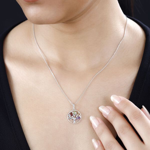 Mehrfarbige Edelstein Anh&auml;nger, 925 Silber platiniert ca. 0.84 ct image number 3