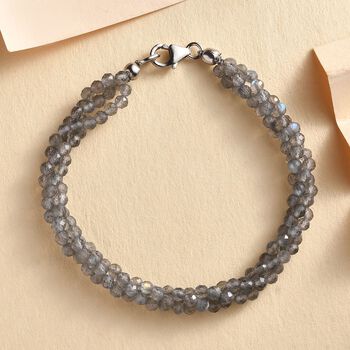 Labradorit Armband, ca. 19 cm, 925 Silber rhodiniert ca. 36.43 ct