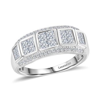 LUXURIANT SGL zertifizierter SI-GH Labor Diamant Ring, 925 Silber rhodiniert - 1 ct.