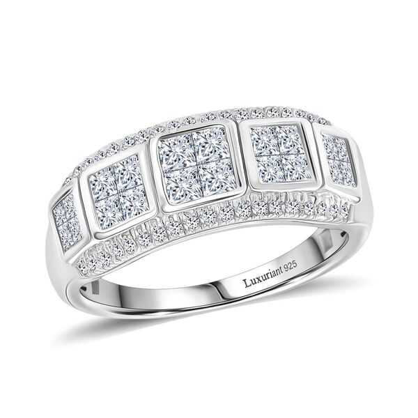 LUXURIANT SGL zertifizierter SI-GH Labor Diamant Ring, 925 Silber rhodiniert - 1 ct. image number 4