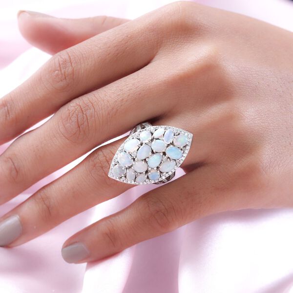 AA nat&uuml;rlicher, &auml;thiopischer Welo Opal und Zirkon-Ring - 4,31 ct. image number 3