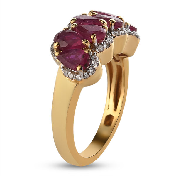 Afrikanischer Rubin und Zirkon-Ring, (Fissure gef&uuml;llt), 925 Silber vergoldet image number 5