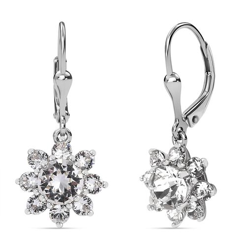 J Francis gefertigt mit SWAROVSKI- Weiße Swarovski Kristall-Ohrringe image number 0