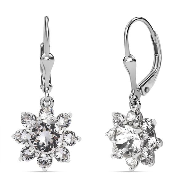 J Francis gefertigt mit SWAROVSKI- Weiße Swarovski Kristall-Ohrringe image number 0