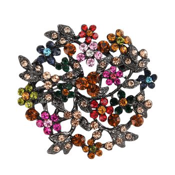 Mehrfarbiger Kristall Brosche  Schwarz