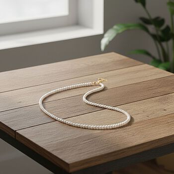 D'Joy Zhuji Akoya Perle 60+5cm Halskette, 925 Silber vergoldet