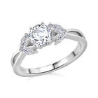 Moissanit, Weißer Zirkon Ring 925 Silber rhodiniert (Größe 21.00) ca. 1.17 ct