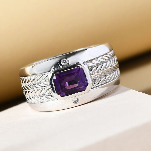 Afrikanischer Amethyst und wei&szlig;er Zirkon-Ring - 1,05 ct. image number 2