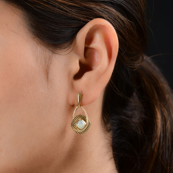 Nat&uuml;rliche, &auml;thiopische Opal Solit&auml;r-Ohrh&auml;nger in Silber image number 3