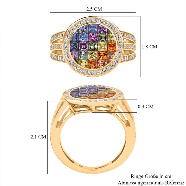 LUXURIANT AAA mehrfarbiger Saphir und Labor Diamant Ring in 585 Gold - 4,71 ct. image number 6