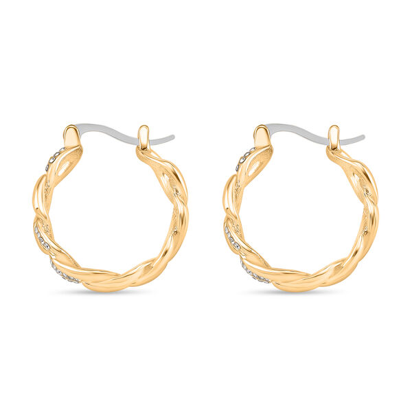 Wei&szlig;er Kristall Ohrringe Nickelfreies Messing, Goldfarben image number 4