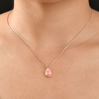 Herzklang - D joy AA Vinicunca-Peruanischer Opal, Lotus Granat Anh&auml;nger mit Kette ca. 45 cm, 925 Silber 750 ros&eacute;vergoldet ca. 2.30 ct